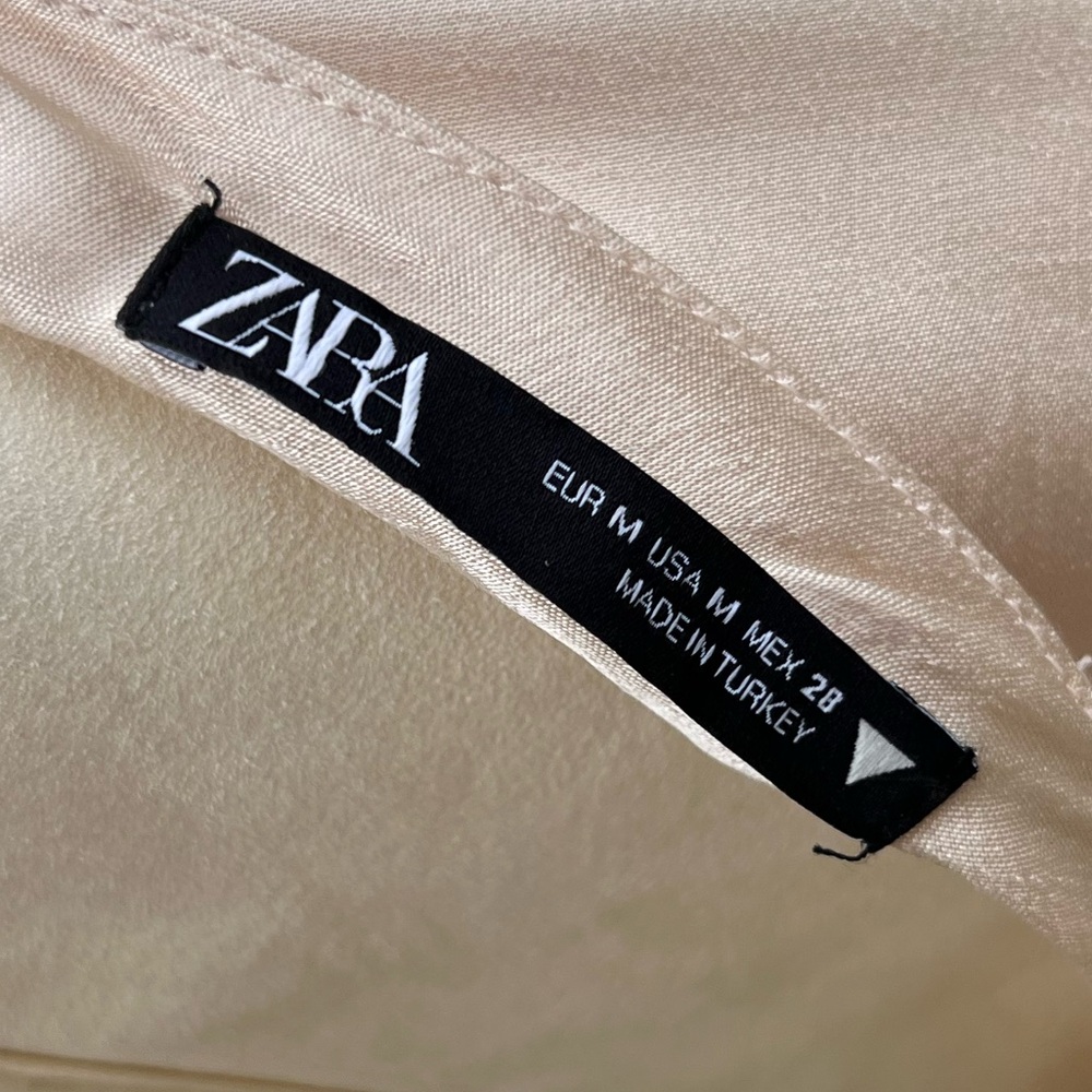 Zara Satin Cream Backless Deep Dive Tie Crop Top Size Medium - Picture 7 of 8